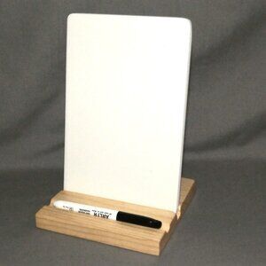 Desktop Whiteboard With Wood Stand, 6" x 9" Ceramic Dry Erase Message Memo Board